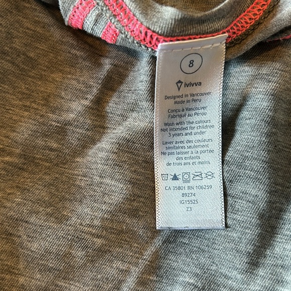 Worn 1X, Ivivva, girls, loose fit tank, shirttail hi-low hem, cut out back - Picture 5 of 6